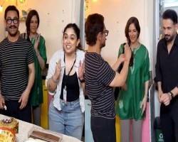 সাবেক দুই স্ত্রীর সঙ্গে বান্ধবীকে নিয়ে কেক কাটলেন আমির খান